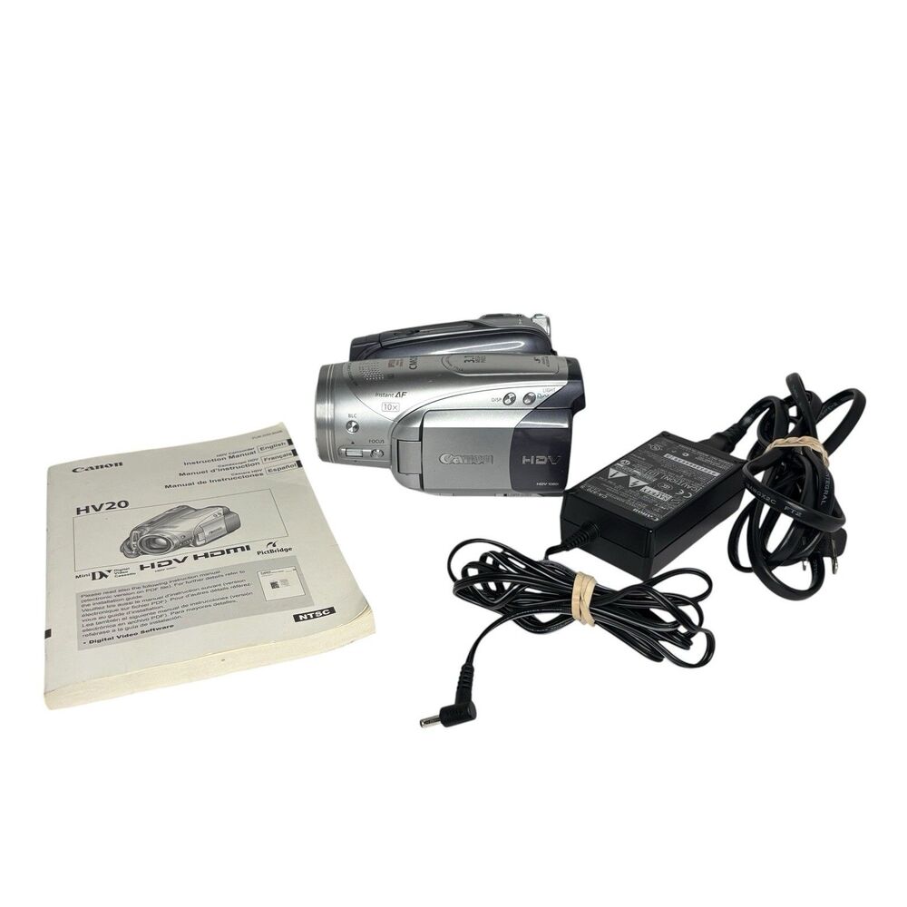 Canon HV20 A Camcorder Silver Used Working Great Condition Charger Included